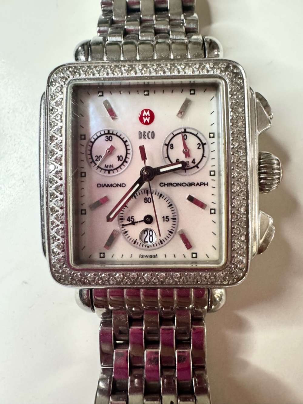 Michele Deco Diamond Chronograph Stainless Steel Watch - White Dial
BEST DEAL **